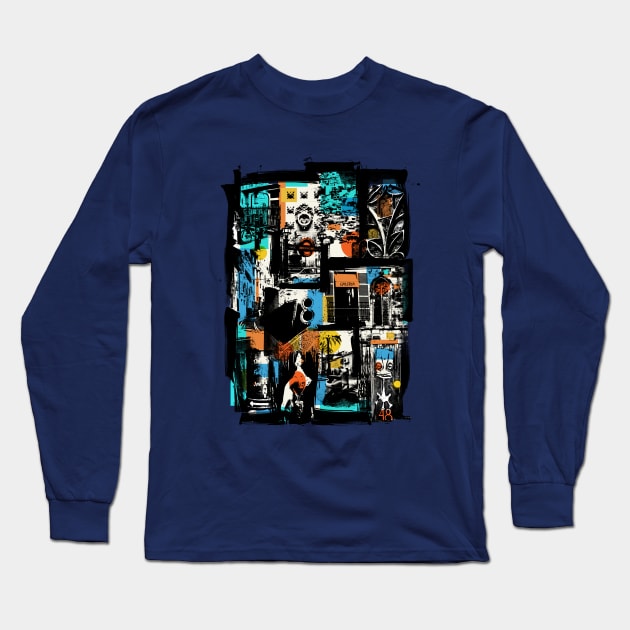 Old town collage Long Sleeve T-Shirt by burbuja